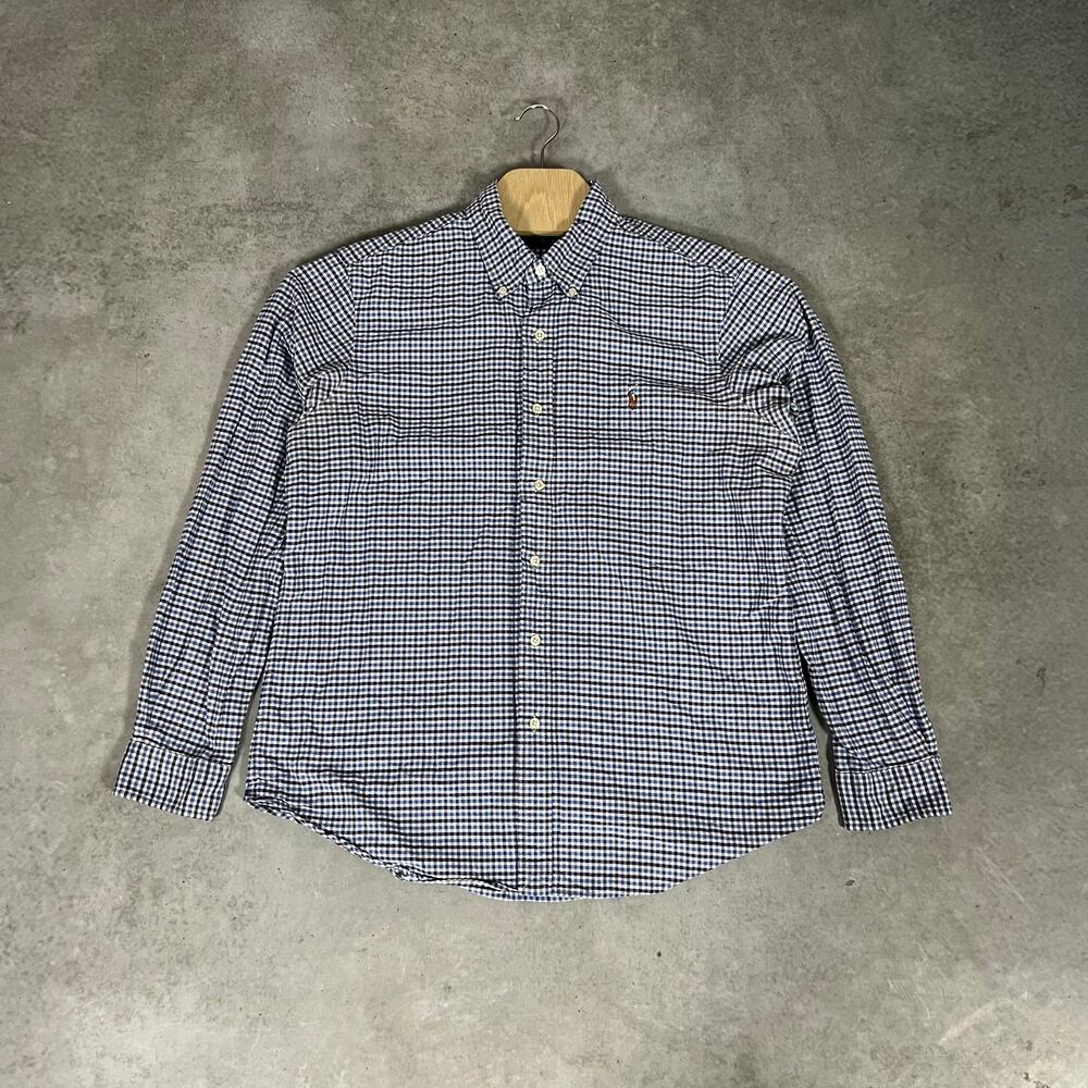 Polo Ralph Lauren Button Down Shirt Men's Size Large Long Sleeve Gingham Blue